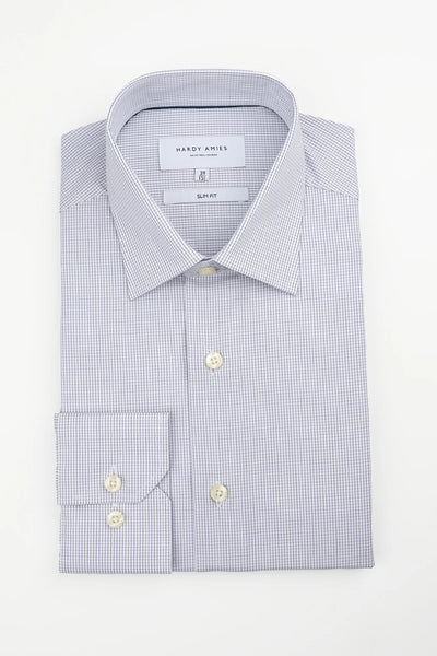 Hardy Amies Navy Check Shirt (Slim Fit)