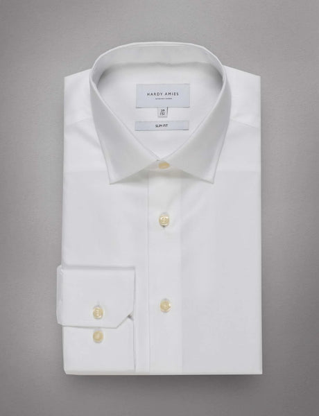 Hardy Amies White Micro Twill Shirt (Slim Fit) HA122SF