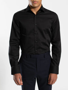 Hardy Amies Plain Black Shirt (Slim Fit) HA398SF